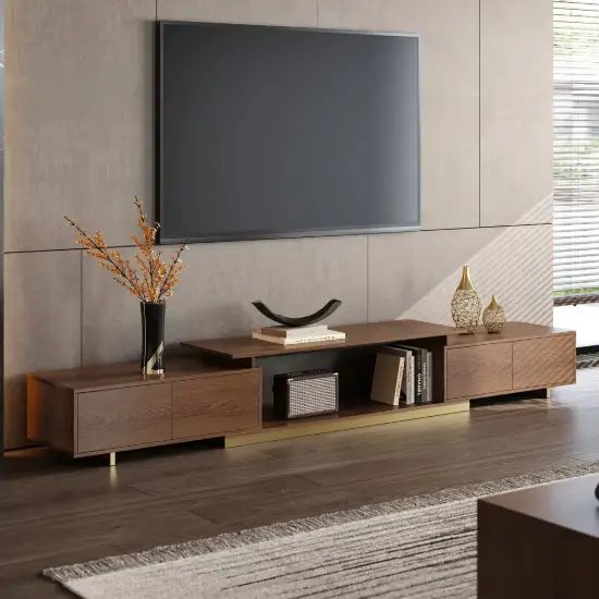 Mordel 160 - 238 cm Extendable Walnut TV Stand with Storage