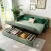 170 cm 3-Seater Green Velvet Convertible Sleeper Sofa with Storage & Pillows – King