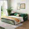 170 cm 3-Seater Green Velvet Convertible Sleeper Sofa with Storage & Pillows – King