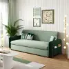 170 cm 3-Seater Green Velvet Convertible Sleeper Sofa with Storage & Pillows – King