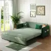 170 cm 3-Seater Green Velvet Convertible Sleeper Sofa with Storage & Pillows – King