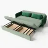 170 cm 3-Seater Green Velvet Convertible Sleeper Sofa with Storage & Pillows – King