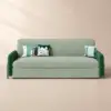 170 cm 3-Seater Green Velvet Convertible Sleeper Sofa with Storage & Pillows – King