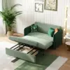 Picture of 135 cm 1-Seater Green Velvet Convertible Sleeper Sofa with Storage & Pillows
