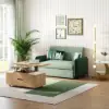 Picture of 135 cm 1-Seater Green Velvet Convertible Sleeper Sofa with Storage & Pillows