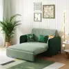 Picture of 135 cm 1-Seater Green Velvet Convertible Sleeper Sofa with Storage & Pillows