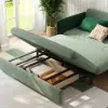 Picture of 135 cm 1-Seater Green Velvet Convertible Sleeper Sofa with Storage & Pillows