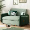 Picture of 135 cm 1-Seater Green Velvet Convertible Sleeper Sofa with Storage & Pillows
