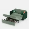 Picture of 135 cm 1-Seater Green Velvet Convertible Sleeper Sofa with Storage & Pillows
