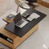 120 cm Lift-Top Extendable Coffee Table with Drawers & Cabinet – Black – Natural