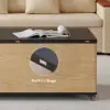 120 cm Lift-Top Extendable Coffee Table with Drawers & Cabinet – Black – Natural