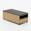 120 cm Lift-Top Extendable Coffee Table with Drawers & Cabinet – Black – Natural