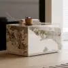 Sintered Stone 1-Drawer Nightstand, 2er Set – White Bedside Table
