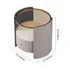 Gray Round Leather Nightstand with Sintered Stone Glass Top, Set of 2