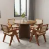 1000mm Walnut Dining Table & 4 Dining Chairs Set