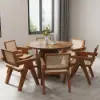 Picture of 1000mm Walnut Dining Table & 6 Dining Chairs Set