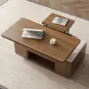 100 cm Lift-Top Foldable Walnut Coffee Table with 4 Stools & Storage