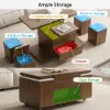 100 cm Lift-Top Foldable Walnut Coffee Table with 4 Stools & Storage