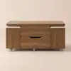 100 cm Lift-Top Foldable Walnut Coffee Table with 4 Stools & Storage