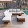 Tevara 4-Piece Outdoor Teak & Aluminium Modular Sofa Set with Coffee Table for 6 – Sand