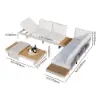 Tevara 4-Piece Outdoor Teak & Aluminium Modular Sofa Set with Coffee Table for 6 – Sand