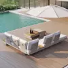 Tevara 4-Piece Outdoor Teak & Aluminium Modular Sofa Set with Coffee Table for 6 – Sand