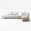 Tevara 4-Piece Outdoor Teak & Aluminium Modular Sofa Set with Coffee Table for 6 – Sand