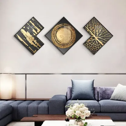 3-Piece Modern Look Interior Decor Abstract Wall Art Set