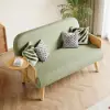 1520 mm 2-Seater Velvet & Rattan Pull-out Sofa Sofa with Rotating Tray