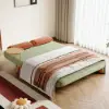 1520 mm 2-Seater Velvet & Rattan Pull-out Sofa Sofa with Rotating Tray