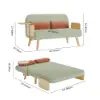 1520 mm 2-Seater Velvet & Rattan Pull-out Sofa Sofa with Rotating Tray