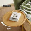 1520 mm 2-Seater Velvet & Rattan Pull-out Sofa Sofa with Rotating Tray