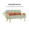 1520 mm 2-Seater Velvet & Rattan Pull-out Sofa Sofa with Rotating Tray