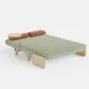 1520 mm 2-Seater Velvet & Rattan Pull-out Sofa Sofa with Rotating Tray