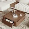 900mm Square Walnut Mid Century Coffee Table with Storage