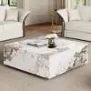1000mm Square Sintered Stone Block Coffee Table With Storage