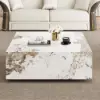 1000mm Square Sintered Stone Block Coffee Table With Storage