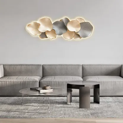 Textured Design Wall Decor in White and Gray with LED Light