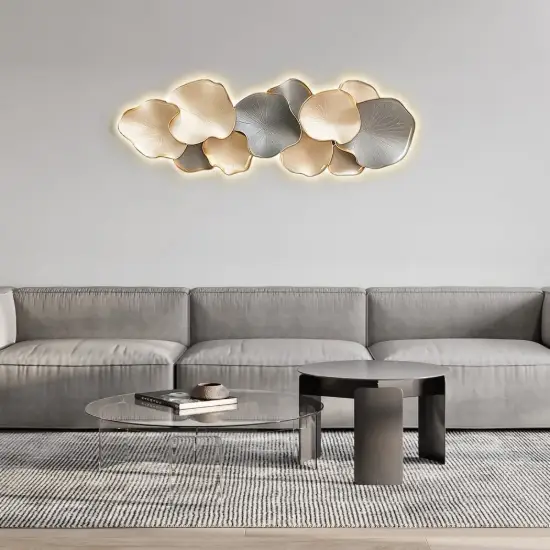 Textured Design Wall Decor in White and Gray with LED Light