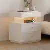 Krila Floating 3-Drawer LED Smart Nightstand with Light Set of 2 – Rectangle – White