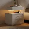 Krila Floating 3-Drawer LED Smart Nightstand with Light Set of 2 – Rectangle – White