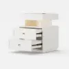 Krila Floating 3-Drawer LED Smart Nightstand with Light Set of 2 – Rectangle – White