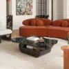 129 cm Oval Sintered Stone Coffee Table with Storage – Black