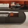 129 cm Oval Sintered Stone Coffee Table with Storage – Black