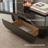 129 cm Oval Sintered Stone Coffee Table with Storage – Black