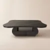 129 cm Oval Sintered Stone Coffee Table with Storage – Black