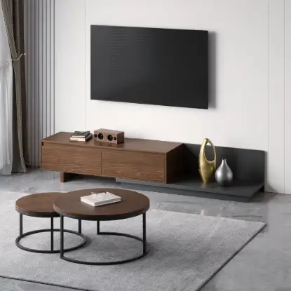 Picture of Fero Extendable TV Stand & Nesting Coffee Table Set – Walnut