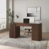 Modern Walnut Standing Computer Desk & Upholstered Swivel Task Chair Set (1500mm ) – AUD-H1309