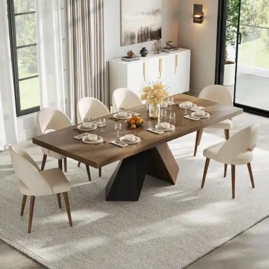 Farmhouse 200 - 240 cm Extendable Rectangular Walnut Dining Table, Seats 6–8