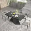 Picture of Farmhouse 160 - 200 cm Extendable Rectangular Black Dining Table, Seats 4–6